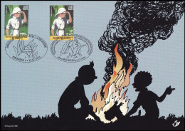 3048 CS/HK° - Carte Souvenir / Herdenkingskaart - Tintin / Kuifje / Tim - Emission Commune Avec La France - Philabédés