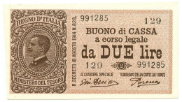 2 LIRE BUONO DI CASSA EFFIGE VITTORIO EMANUELE III 14/03/1920 FDS-/FDS - Otros