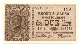 2 LIRE BUONO DI CASSA EFFIGE VITTORIO EMANUELE III 14/03/1920 FDS-/FDS - Sonstige
