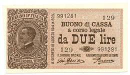 2 LIRE BUONO DI CASSA EFFIGE VITTORIO EMANUELE III 14/03/1920 FDS-/FDS - Andere