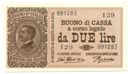 2 LIRE BUONO DI CASSA EFFIGE VITTORIO EMANUELE III 14/03/1920 FDS-/FDS - Regno D'Italia – Other