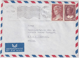 Buntfrankatur Auf Bedarfsflugpostbrief Gelaufen 1957 Ab ATHEN Griechenland Nach RÜTI (Zürich) Suisse - Storia Postale