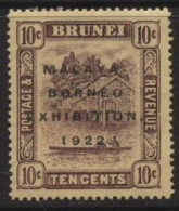 Brunei (43) 1922 Malaya-Borneo Exhibition. 10c. Purple On Yellow. Broken 'N' Variety. Unused. Hinged. - Brunei (...-1984)