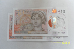 TWO Uncirculated , MINT, British £10 Note, With Serial Numbers In Sequence. - 10 Ponden