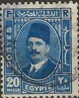 EGYPT 1936 King Fuad I - 20m. - Blue FU - Usados