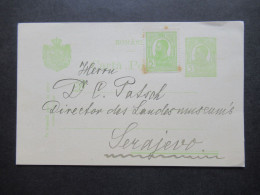 Rumänien 1913 Ganzsache Mit Zusatzfrankatur Aber Nicht Abgestempel Bukarest Nach Sarajevo - Postal Stationery