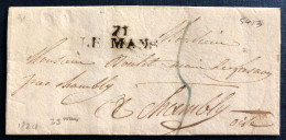 France Griffe 71 LE MANS Sur Lettre 30.10.1824 - (N598) - 1801-1848: Précurseurs XIX