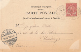 CARTE BIZERTE REGENCE DE TUNIS POUR STRASBOURG ALSACE (ALLEMAGNE) - Storia Postale