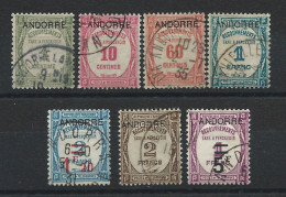 Andorre Taxe N°9/15 Obl (FU) 1931/32 - Timbre Recouvrement Surchargé - Used Stamps