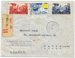 1953 COMORES LETTRE RECOMMANDEE PAR AVION POUR PARIS OBL FOMBONI 28 AOUT 53 MADAGASCAR - Covers & Documents