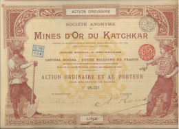 MINES D'OR DU KATCHKAR (ARMENIE RUSSIE  -ACTION ORDINAIRE ILLUSTREE - ANNEE 1897 - Mijnen