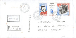 TAAF LETTRE RECOMMANDEE DE DUMONT D'URVILLE 1993 - Briefe U. Dokumente