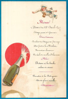 1897 MENU Ancien Illustré, Puissance D'un Bouchon De Champagne, Rédigé à La Main (belle écriture) ** XIXe - Menus