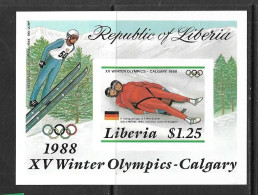 LIBERIA  1987 JO CALGAY NON DENTELE YVERT N°B111 NEUF MNH** - Invierno 1988: Calgary