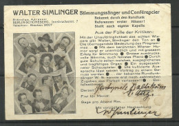 Deutschland Germany Reklamepostkarte österreichischer Sänger Komponist Walter Simlinger Used In Estland Estonia 1931 - Chanteurs & Musiciens