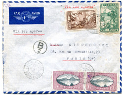 RC 25370 GUADELOUPE 1939 LETTRE PAR AVION POUR LA FRANCE VIA LES AÇORES CONTROLE POSTAL BANDE DE CENSURE ABSENTE - Covers & Documents