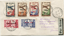 REUNION FRANCE LIBRE LETTRE PAR AVION DEPART SAINT-DENIS 17-9-45 REUNION POUR LA FRANCE - Covers & Documents