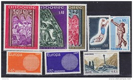 Andorre Française 1970 Année Complète 25 % Neuf ** TB MNH Sin Charnela Cote 48.6 - Années Complètes