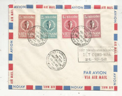 Lettre, VIET-NAM, SAIGON, TEM-THO DE CAO NHAN,  26-10-58, 1958 , 4 Timbres - Vietnam