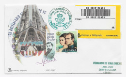 3776   Carta Certificada Barcelona 2002, Gaudi, Sagrada Familia - Brieven En Documenten