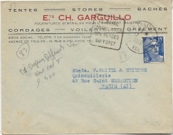 LETTRE AFFRANCHIE N° 886 AVEC OBLITERATION  DAGUIN -LE RAYOL -CANADEL SUR MER -SES PLAGE - SA FORET -ANNEE 1953 - Oblitérations Mécaniques (Autres)