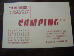 Carte De Visite Camping La Bastide Rose - La Ciotat (13) - Au Dos Le Plan - 1950 - SUP (HF 22) - Visiting Cards