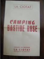 Affiche Affichette - 2 Volets - Camping La Bastide Rose - La Ciotat (13) - Au Dos Le Plan - 1950 - SUP (HF 23) - Posters