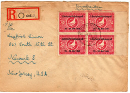 ALLEMAGNE Germany DDR 1949 Yv 51A Mi 233 (4x) RECO Brief De Rathenow  Pour Newark NJ USA (2 Scans) - Maschinenstempel (EMA)