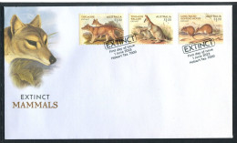 Australia 2023 Extinct Mammals,Toolache Wallaby,Thylacinus,Long-tailed Mouse, Set Of 3, FDC (**) - Brieven En Documenten