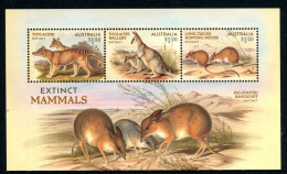 Australia 2023 Extinct Mammals,Toolache Wallaby,Thylacinus,Long-tailed Mouse, Miniature Sheet MS MNH (**) - Nuevos