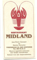 Oostende Visserskaai Restaurant Midland Visitekaartje - Visiting Cards