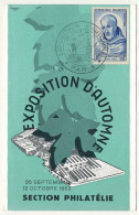FRANCE - Carte Philatélique - 8f + 2F Saint Bernard - Cachet "Exposition D'Automne - PARIS - 1/10/1953 - Bolli Provvisori