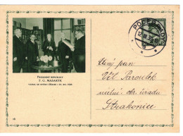 Czechoslovakia Postal Stationery Card Masryk 1936 - Used Podebrady - Postcards