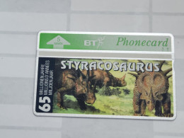 United Kingdom-(BTO-075)-Dinosaur Series(O)Styracosaurus-(96)(5units)(403D42210)price Cataloge MINT-12.00£-1card Prepiad - BT Emissioni Straniere