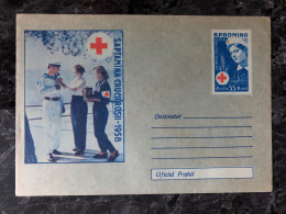 ROMANIA OFFICIAL POSTAL COVER 1958 YEAR  RED CROSS  VACCINATION HEALTH MEDICINE - Lettres & Documents