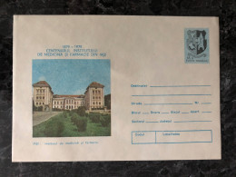 ROMANIA OFFICIAL POSTAL COVER 1979 YEAR  PHARMACOLOGY PHARMACEUTICAL INSTITUTE HEALTH MEDICINE - Lettres & Documents