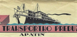 ENTETE NAVIGATION TRANSPORT FLUVIAL  Recno Transportno Preduzece à Apatin Serbie => Béograd LETTRE SIGNEE TEXTE EN SERB - 1950 - ...