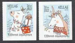 Greece 2019 Christmas Both Self-Adhesive Stamps From Booklets - Ongebruikt