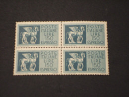 ITALIA REPUBBLICA - Espressi - 1968/76 CAVALLI ALATI L. 150, In Quartina - NUOVI(++) - Express/pneumatic Mail