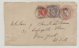 Devant Entier Postal EP GRANDE BRETAGNE Front Side Postal Stationery GREAT BRITAIN 1895 CATERHAM VALLEY > USA New York - Storia Postale