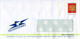 PAP D'ANDORRE Avec Fenêtre De 35 X 100 Mm Et Timbre "ARMOIRIES - Lettre Prioritaire" Et Illust. "TELESISTEMES" - Postwaardestukken & Prêts-à-poster