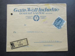 Österreich 1923 Hammer Und Zange Nr.391 EF Dekorativer Umschlag Garn U. Woll Industrie Robert Salter Einschreiben Wien - Briefe U. Dokumente