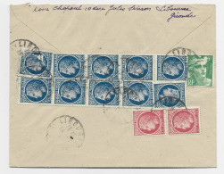 FRANCE MAZELIN 1FR30X10+1FRX2+5FR GANDON DEFAUT LETTRE REC LIBOURNE 13.9.1947 AU TARIF - 1945-47 Ceres Of Mazelin