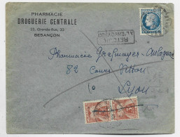 FRANCE MAZELIN 1FR30 SEUL LETTRE COVER BESANCON 1947 POUR LYON TAXE 3 FR PAIRE + REFUSE - 1945-47 Ceres De Mazelin