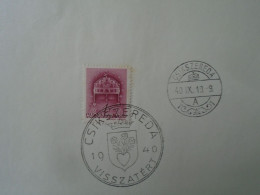 ZA451.36 Hungary -CSÍKSZEREDA   Visszatért -Commemorative Postmark 1940 - Storia Postale