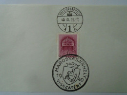 ZA451.54  Hungary -Marosvásárhely  Visszatért -Commemorative Postmark 1940 - Poststempel (Marcophilie)