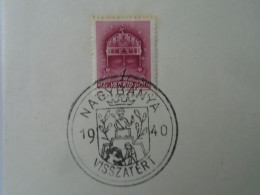 ZA451.62  Hungary -Nagybánya - Visszatért -Commemorative Postmark 1940 - Storia Postale