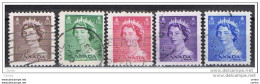 CANADA:  1953  ELIZABETH  II°  -  KOMPLET  SET  5  USED  STAMPS  -  YV/TELL. 260/64 - Used Stamps