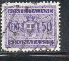 ITALY KINGDOM ITALIA REGNO 1945 LUOGOTENENZA SEGNATASSE POSTAGE DUE TASSE SENZA FILIGRANA CENT. 50c USATO USED OBLITERE' - Taxe