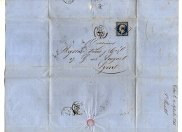 TB 4280 - 1855 - LAC - Lettre De Mr BOURLET à CALAIS Pour Mrs BRYSSAC Frères & Cie à LYON - 1849-1876: Classic Period